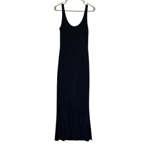 Floor Length Blue Sparkle Sleeveless Cocktail Dress Stretch Bodycon Size S